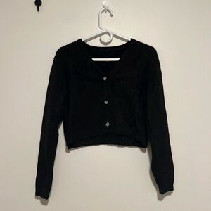 Black Crop Fluffy Cardigan
